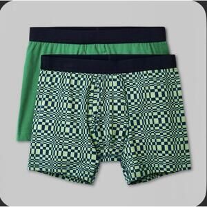 Men's Warped Check/Solid Boxer Briefs 2pk - Target Green S Cl42